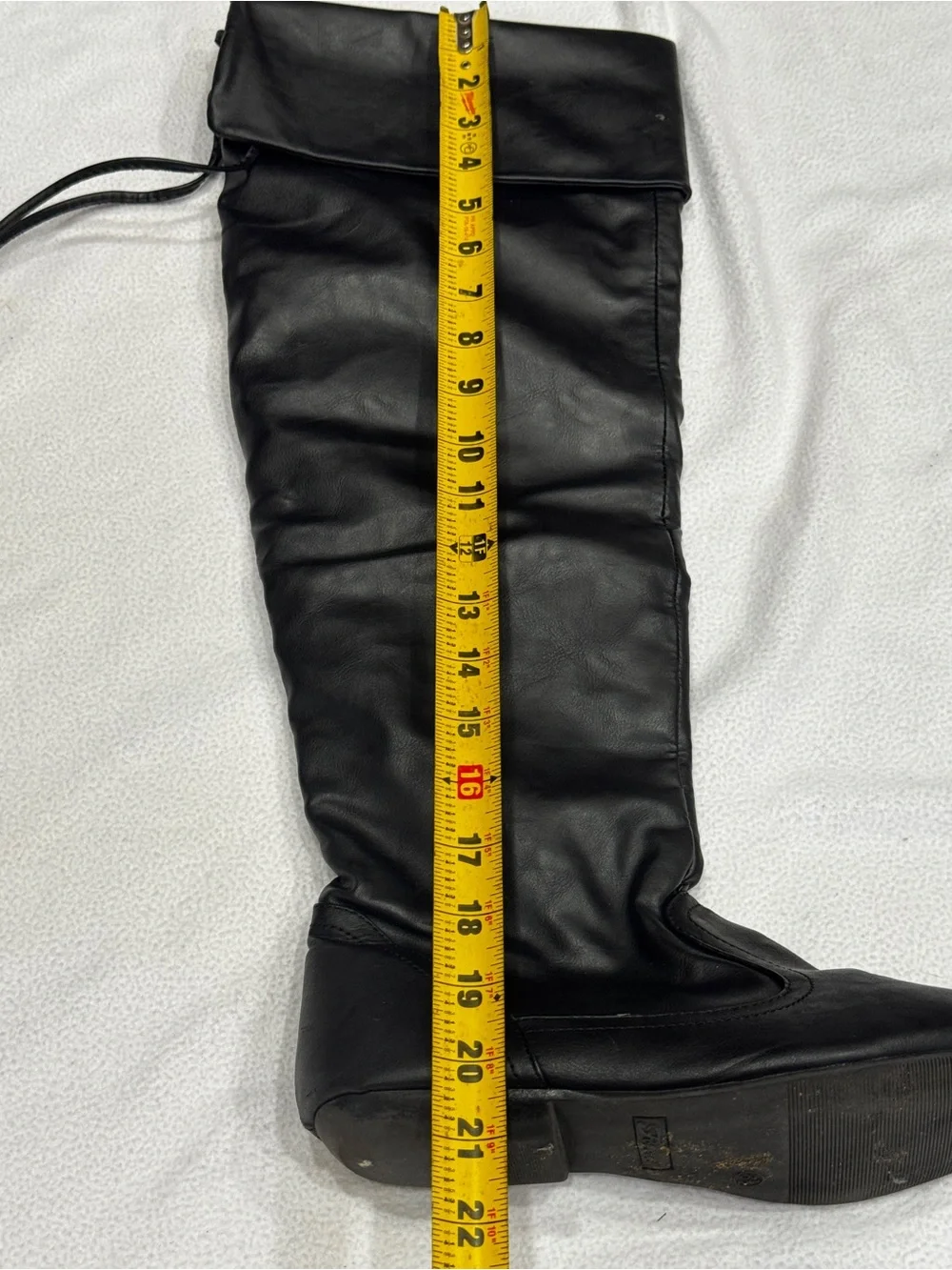 Forever 21 Black Over-the-Knee Fold-Top Lace-Tie Boots